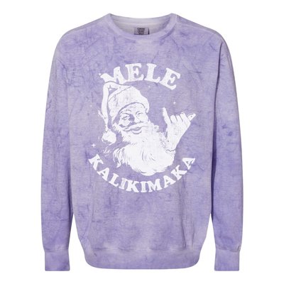 Retro Christmas Mele Kalikimaka Santa Shaka Hawaii Essential Colorblast Crewneck Sweatshirt