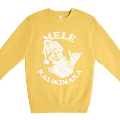 Retro Christmas Mele Kalikimaka Santa Shaka Hawaii Essential Premium Crewneck Sweatshirt