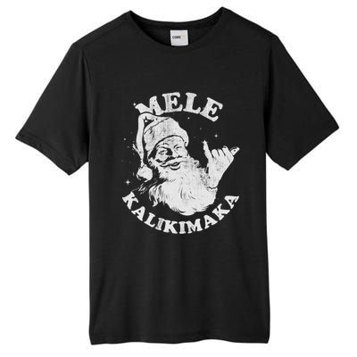 Retro Christmas Mele Kalikimaka Santa Shaka Hawaii Essential Tall Fusion ChromaSoft Performance T-Shirt