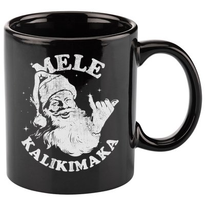 Retro Christmas Mele Kalikimaka Santa Shaka Hawaii Essential 11oz C Handle Ceramic Mug