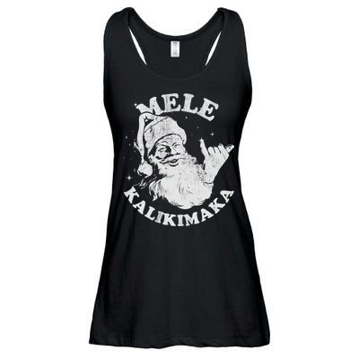 Retro Christmas Mele Kalikimaka Santa Shaka Hawaii Essential Ladies Essential Flowy Tank