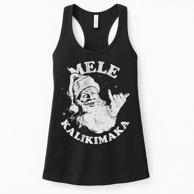 Retro Christmas Mele Kalikimaka Santa Shaka Hawaii Essential Womens Tank Top