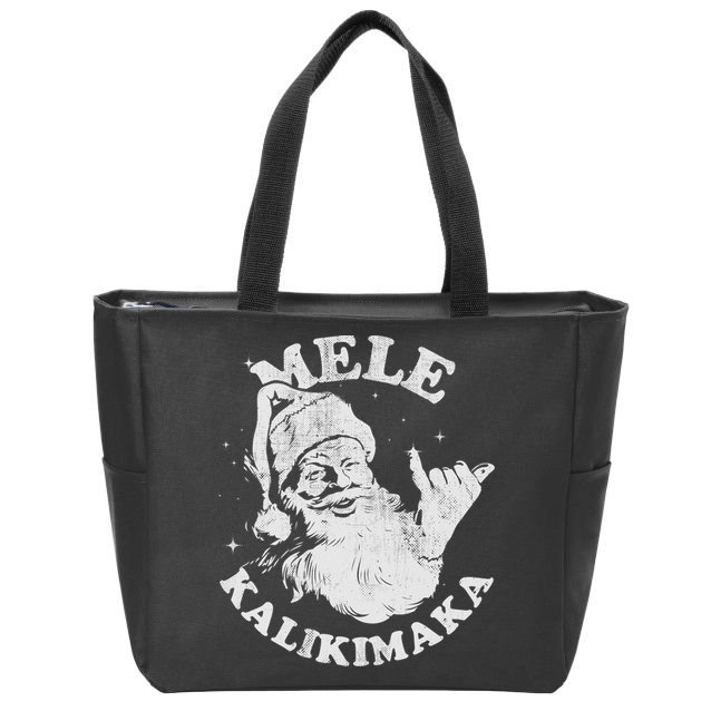 Retro Christmas Mele Kalikimaka Santa Shaka Hawaii Essential Zip Tote Bag