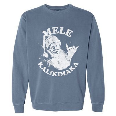 Retro Christmas Mele Kalikimaka Santa Shaka Hawaii Essential Garment-Dyed Sweatshirt