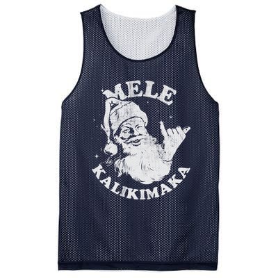 Retro Christmas Mele Kalikimaka Santa Shaka Hawaii Essential Mesh Reversible Basketball Jersey Tank