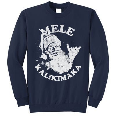 Retro Christmas Mele Kalikimaka Santa Shaka Hawaii Essential Tall Sweatshirt