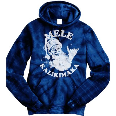 Retro Christmas Mele Kalikimaka Santa Shaka Hawaii Essential Tie Dye Hoodie