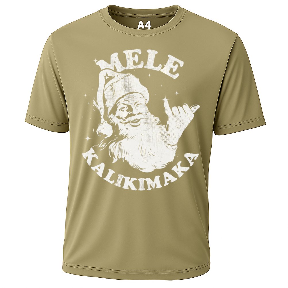 Retro Christmas Mele Kalikimaka Santa Shaka Hawaii Essential Performance Shirt