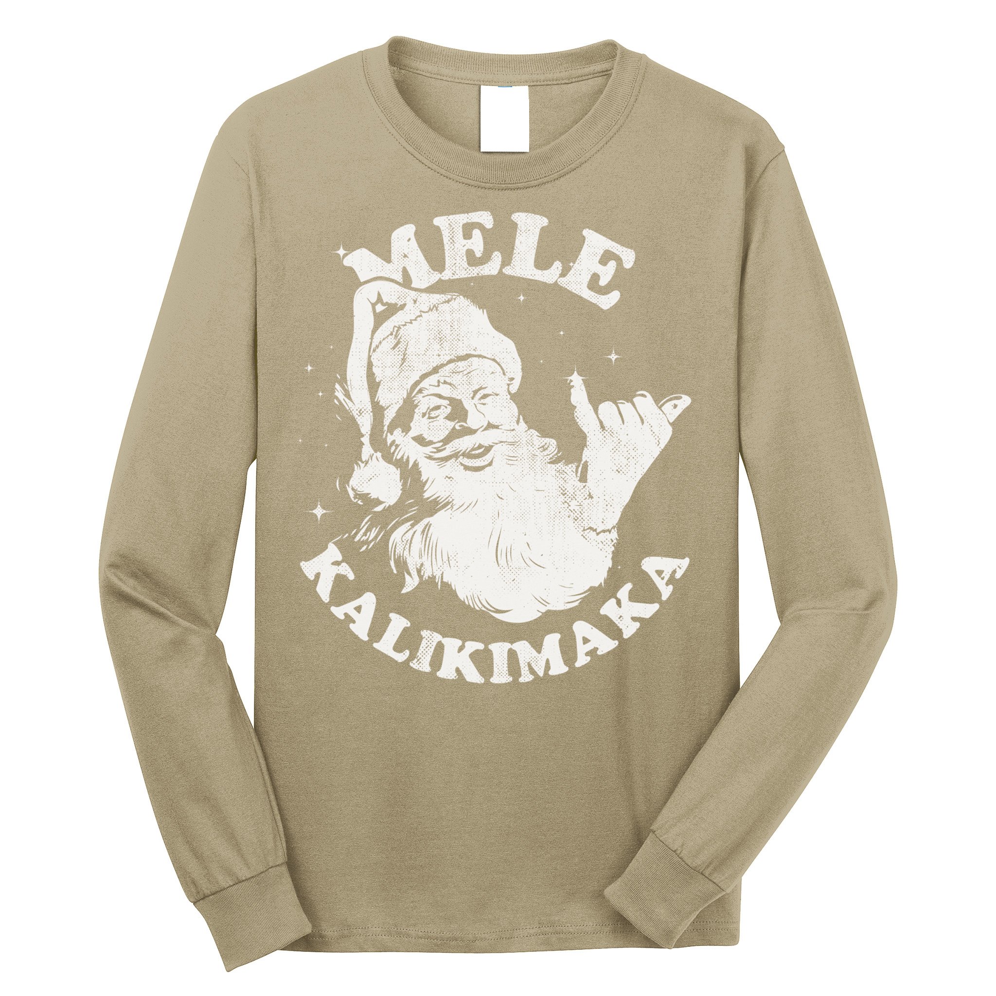 Retro Christmas Mele Kalikimaka Santa Shaka Hawaii Essential Long Sleeve Shirt