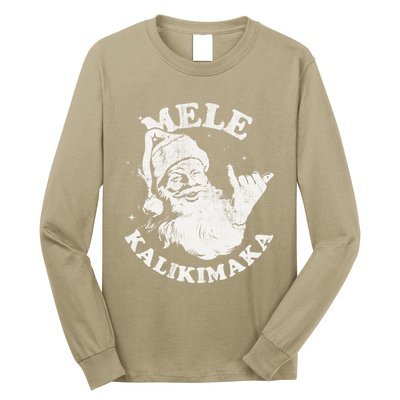 Retro Christmas Mele Kalikimaka Santa Shaka Hawaii Essential Long Sleeve Shirt