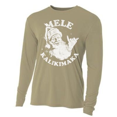 Retro Christmas Mele Kalikimaka Santa Shaka Hawaii Essential Cooling Performance Long Sleeve Crew