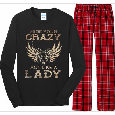 Retro Country Music Art Hide Your Crazy And Act Like A Lady Long Sleeve Pajama Set