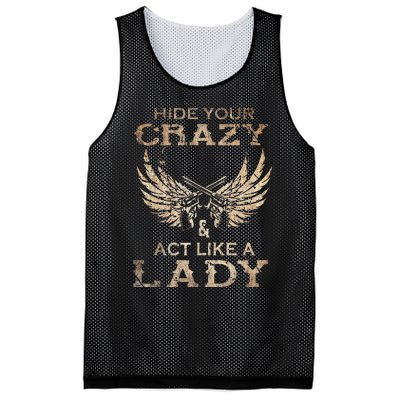 Retro Country Music Art Hide Your Crazy And Act Like A Lady Mesh Reversible Basketball Jersey Tank