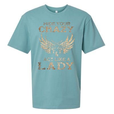 Retro Country Music Art Hide Your Crazy And Act Like A Lady Sueded Cloud Jersey T-Shirt