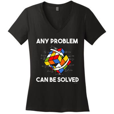 Rubik's Cube Magic Cube Retro Rubi Vintage Nerd Women's V-Neck T-Shirt