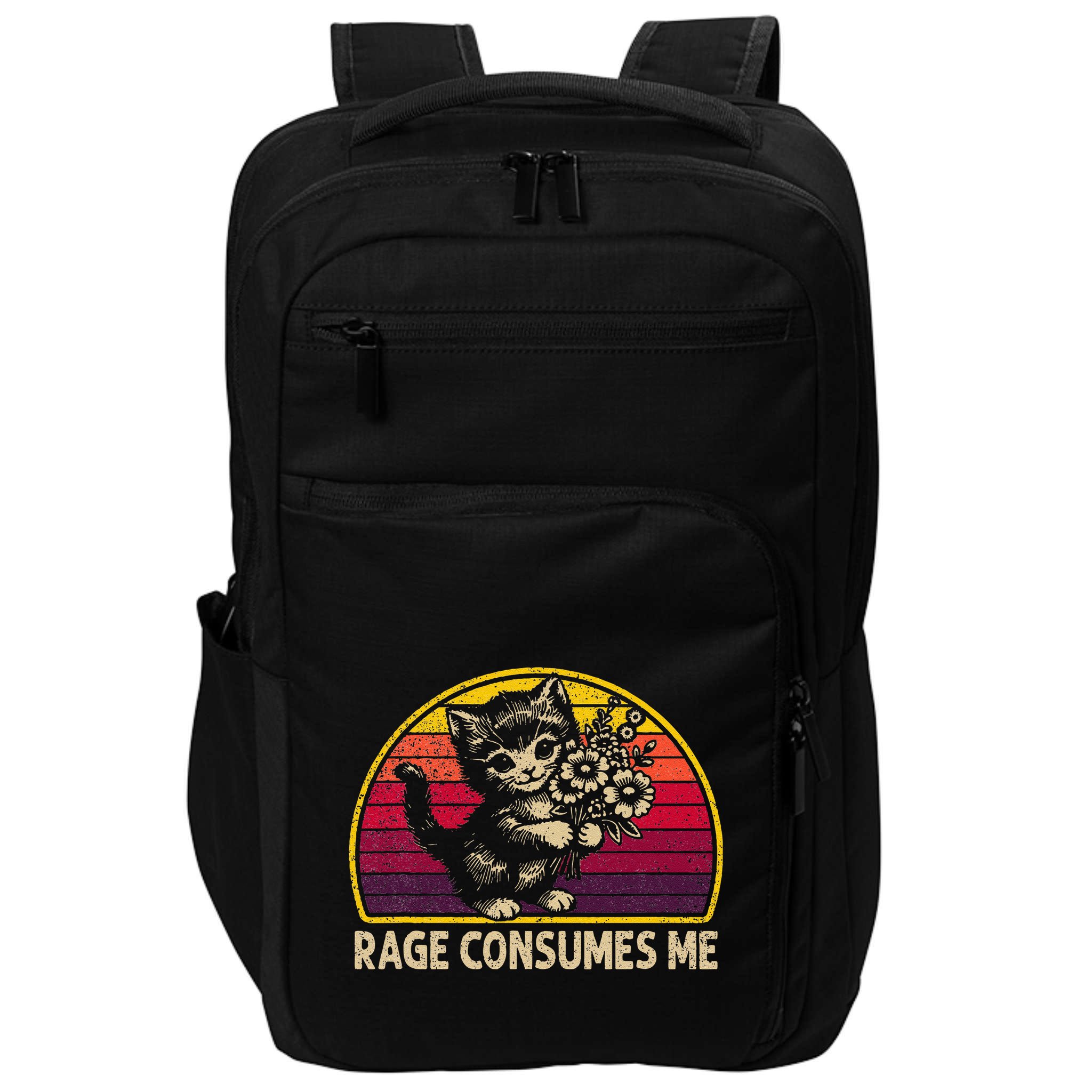 Rage Consumes Me Funny Cat Humor Joke Impact Tech Backpack