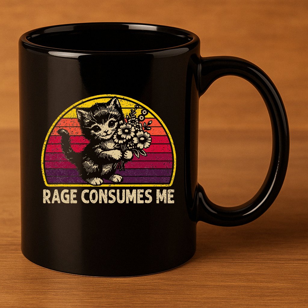Rage Consumes Me Funny Cat Humor Joke 11oz C Handle Ceramic Mug