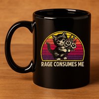Rage Consumes Me Funny Cat Humor Joke 11oz C Handle Ceramic Mug