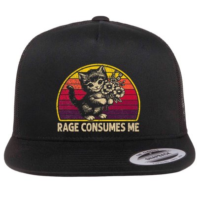 Rage Consumes Me Funny Cat Humor Joke Flatbill Hat