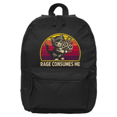 Rage Consumes Me Funny Cat Humor Joke 16 in Basic Backpack