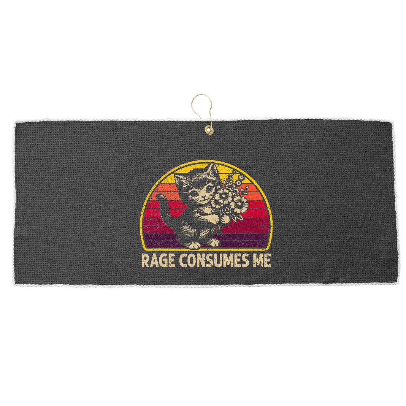 Rage Consumes Me Funny Cat Humor Joke Large Microfiber Waffle Golf Towel