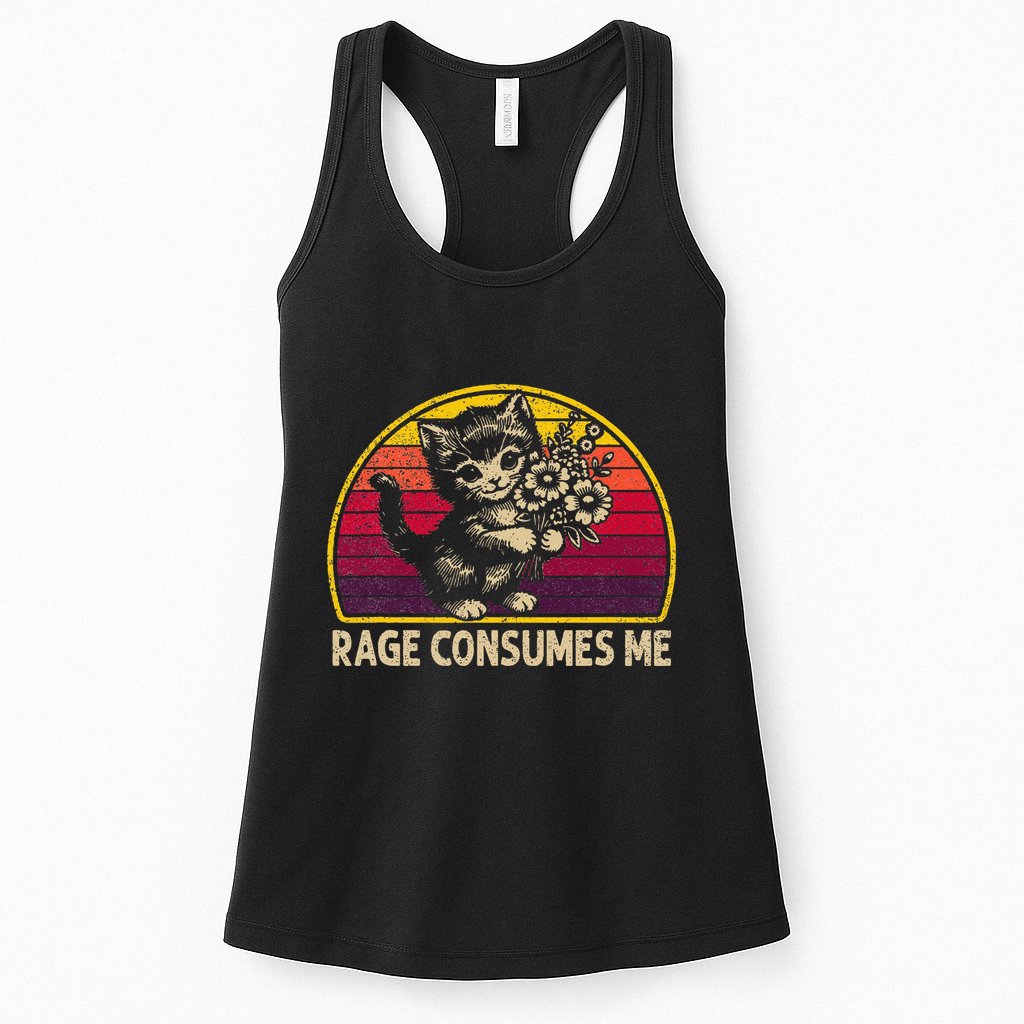 Rage Consumes Me Funny Cat Humor Joke Womens Tank Top
