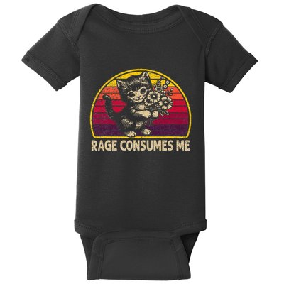 Rage Consumes Me Funny Cat Humor Joke Baby Bodysuit