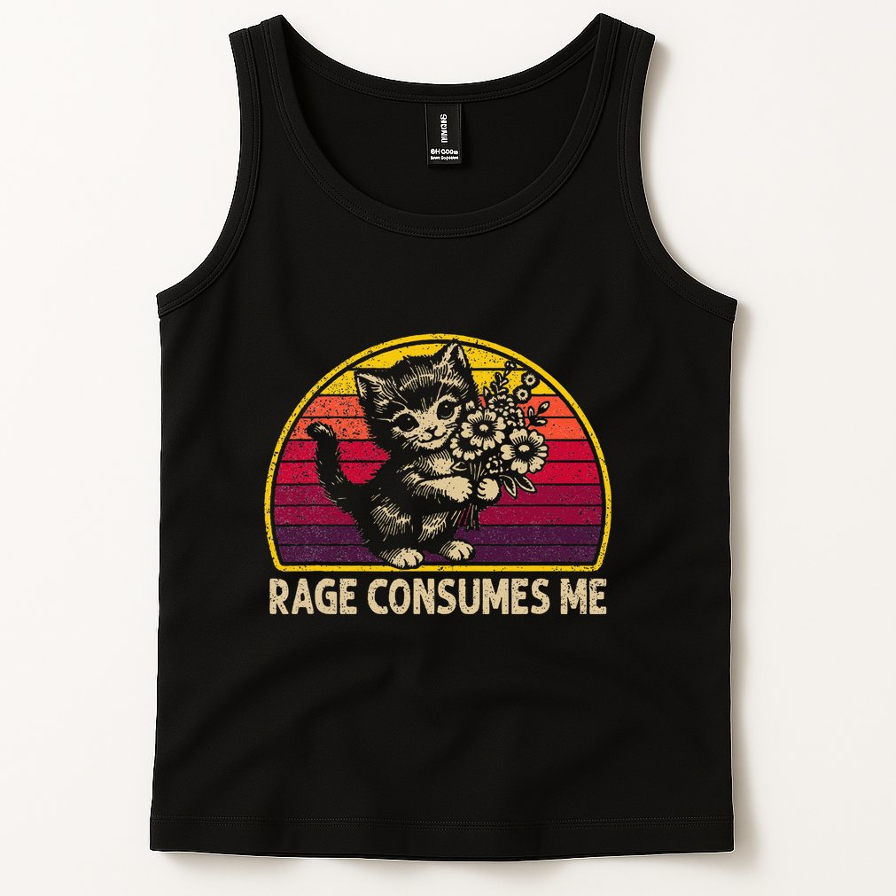 Rage Consumes Me Funny Cat Humor Joke Tank Top