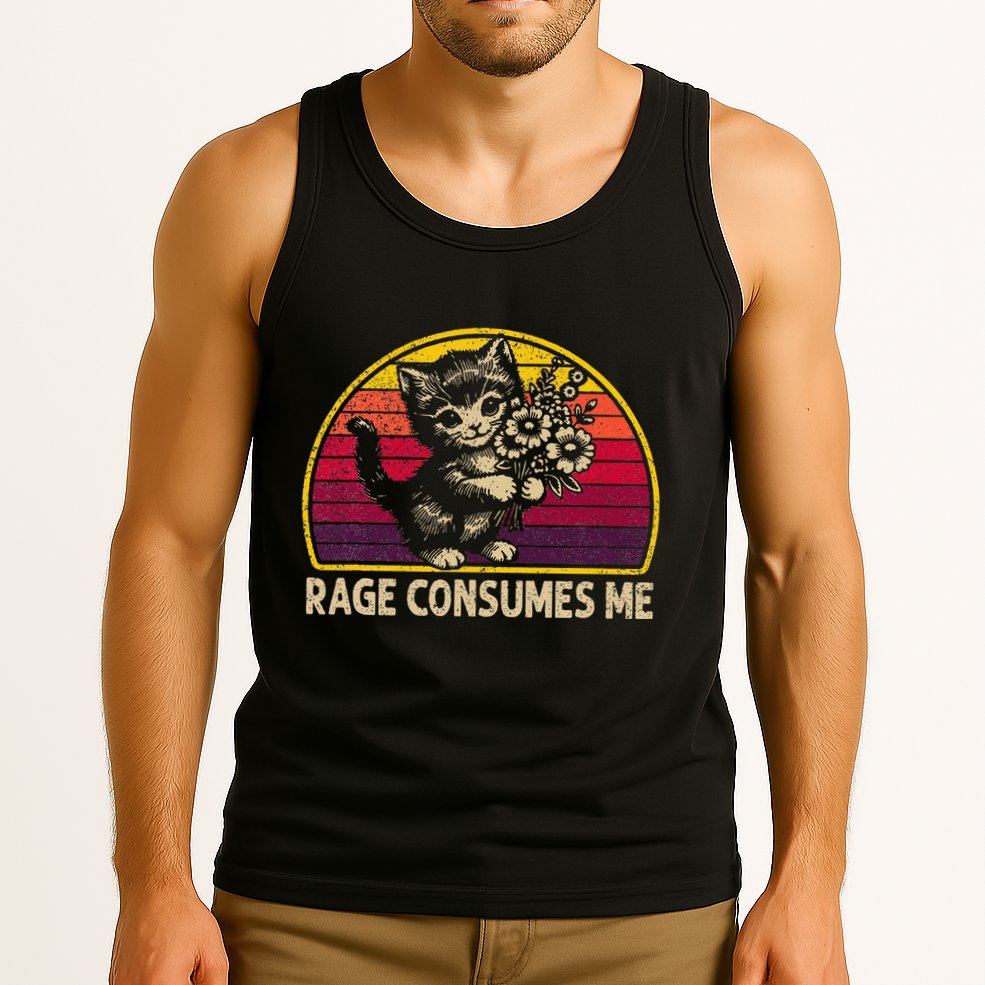 Rage Consumes Me Funny Cat Humor Joke Tank Top
