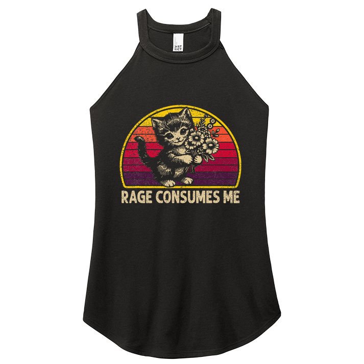 Rage Consumes Me Funny Cat Humor Joke Women's Perfect Tri Rocker Tank