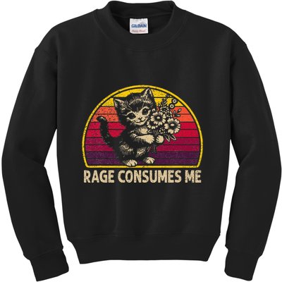 Rage Consumes Me Funny Cat Humor Joke Kids Sweatshirt
