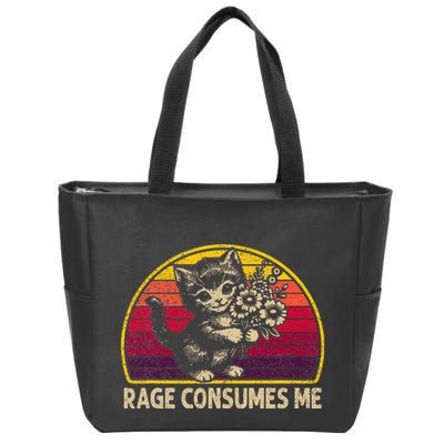 Rage Consumes Me Funny Cat Humor Joke Zip Tote Bag
