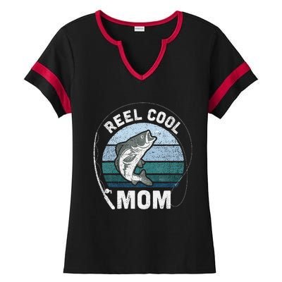 Reel Cool Mom Fishing Mothers Day Ladies Halftime Notch Neck Tee