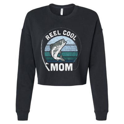 Reel Cool Mom Fishing Mothers Day Cropped Pullover Crew