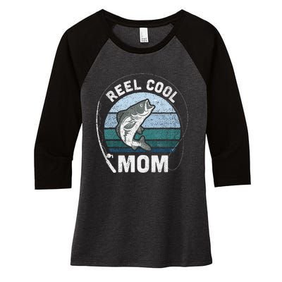 Reel Cool Mom Fishing Mothers Day Women's Tri-Blend 3/4-Sleeve Raglan Shirt