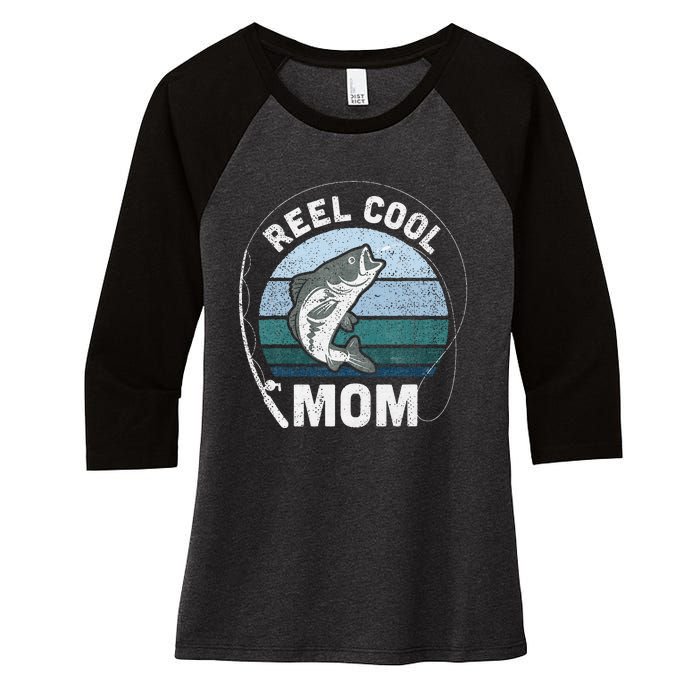 Reel Cool Mom Fishing Mothers Day Women's Tri-Blend 3/4-Sleeve Raglan Shirt