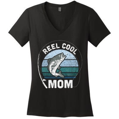 Reel Cool Mom Fishing Mothers Day Women's V-Neck T-Shirt