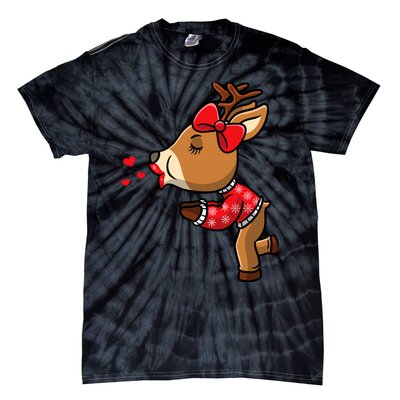 Reindeer Christmas Matching Couple Tie-Dye T-Shirt