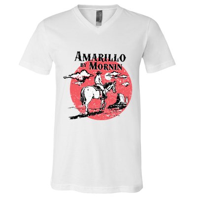 Retro Country Music Amarillo By Morning Western Cowboy Gift V-Neck T-Shirt