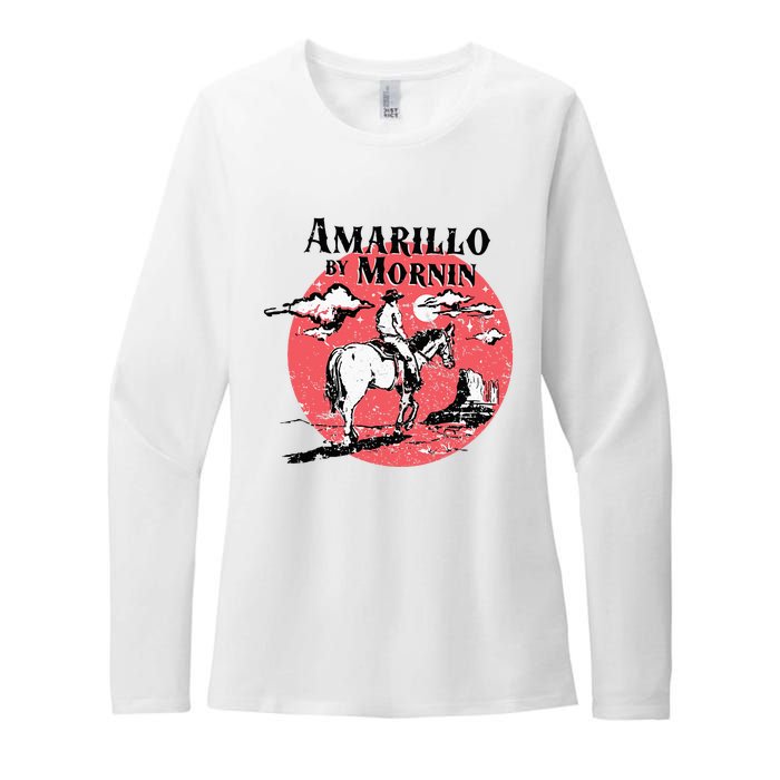 Retro Country Music Amarillo By Morning Western Cowboy Gift Womens CVC Long Sleeve Shirt