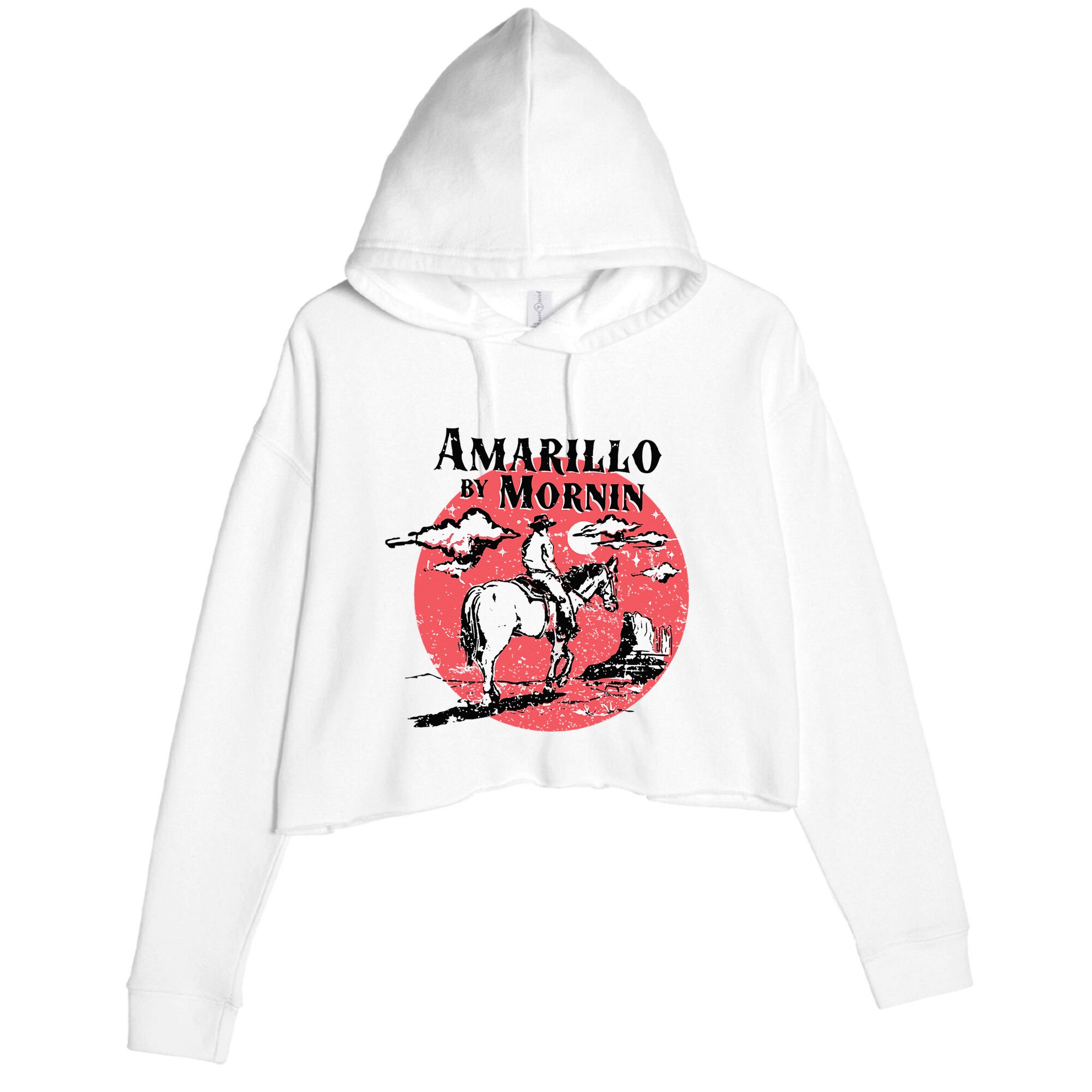 Retro Country Music Amarillo By Morning Western Cowboy Gift Crop Fleece Hoodie