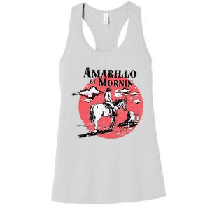 Retro Country Music Amarillo By Morning Western Cowboy Gift Women's Racerback Tank