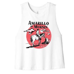 Retro Country Music Amarillo By Morning Western Cowboy Gift Women's Racerback Cropped Tank