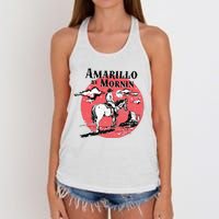 Retro Country Music Amarillo By Morning Western Cowboy Gift Women's Knotted Racerback Tank