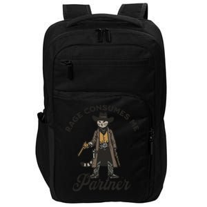 Rage Consumes Me Partner Funny Western Cowboy Cat Impact Tech Backpack