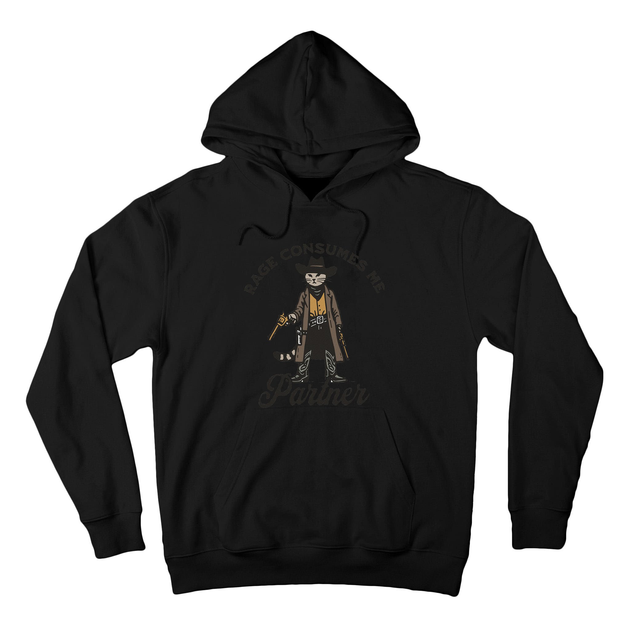Rage Consumes Me Partner Funny Western Cowboy Cat Tall Hoodie