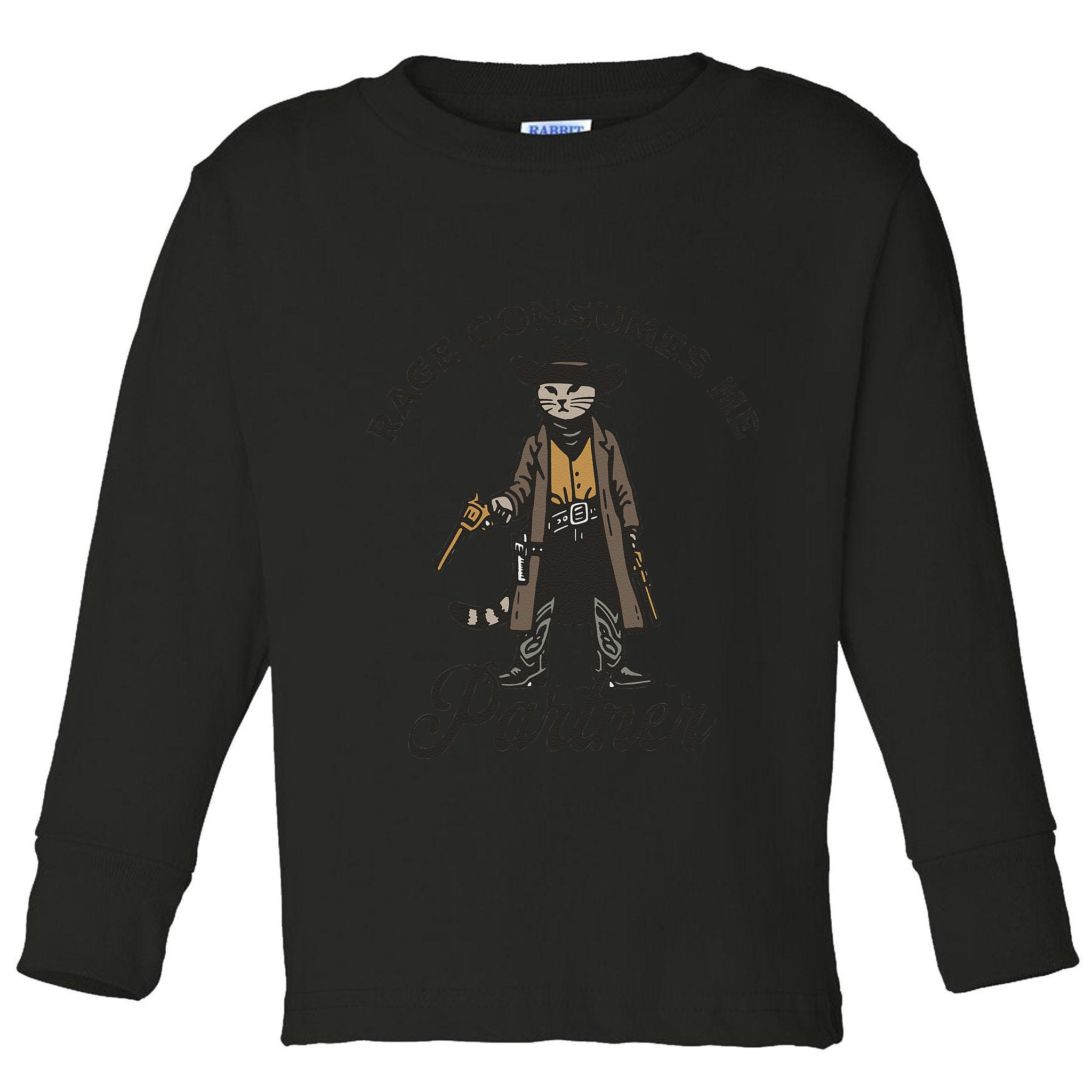 Rage Consumes Me Partner Funny Western Cowboy Cat Toddler Long Sleeve Shirt