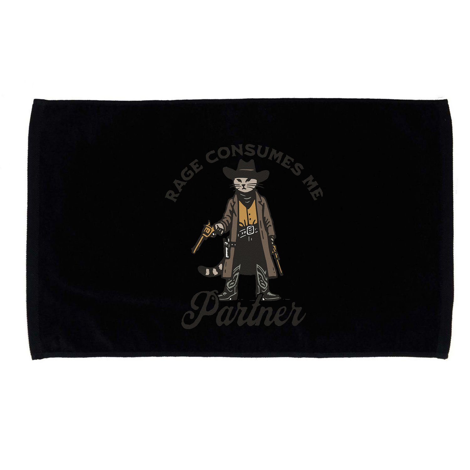Rage Consumes Me Partner Funny Western Cowboy Cat Microfiber Hand Towel