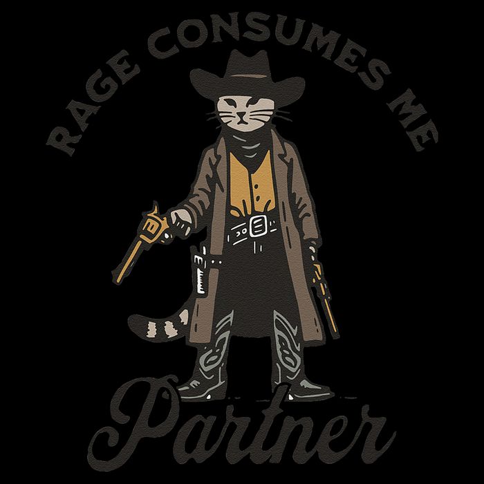 Rage Consumes Me Partner Funny Western Cowboy Cat Zip Tote Bag