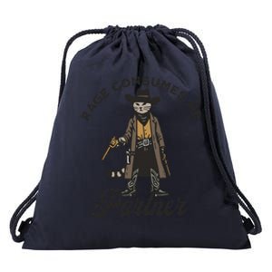 Rage Consumes Me Partner Funny Western Cowboy Cat Drawstring Bag